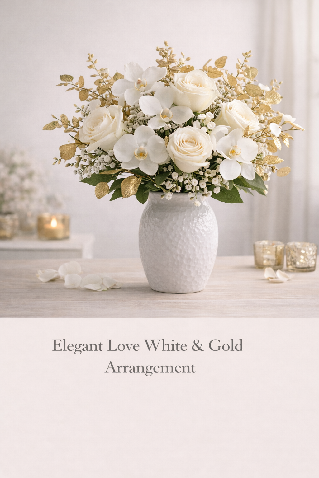 Elegant Love White & Gold Arrangement