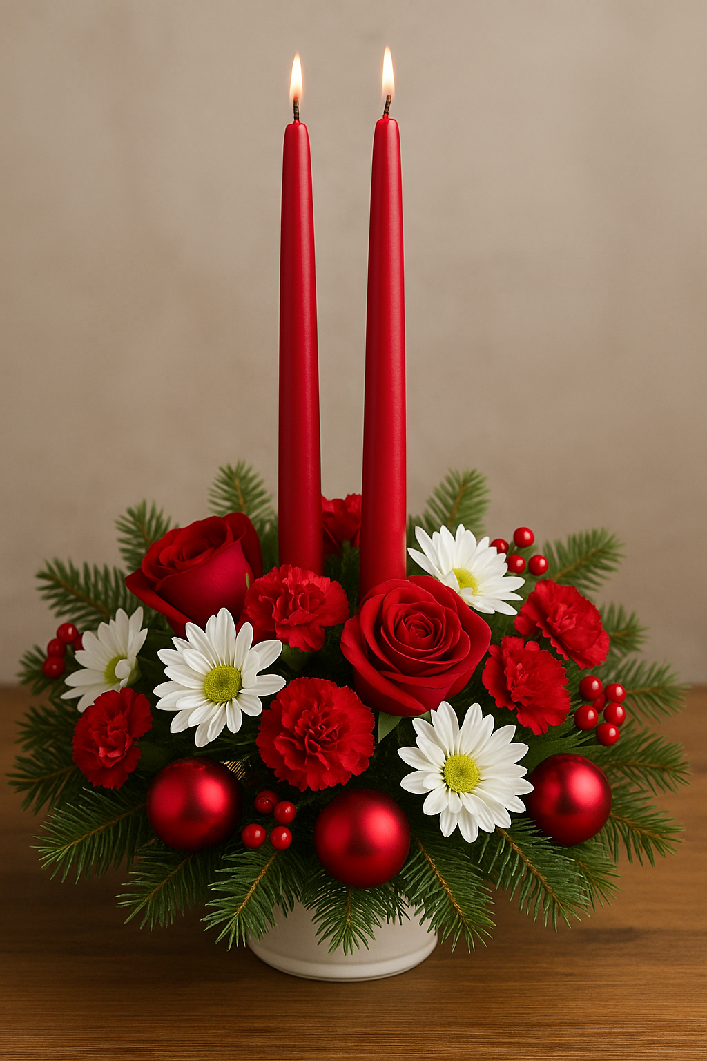 Holiday Glow Two-Candle Christmas Centerpiece